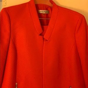 Tangerine colored KASPER skirt suit